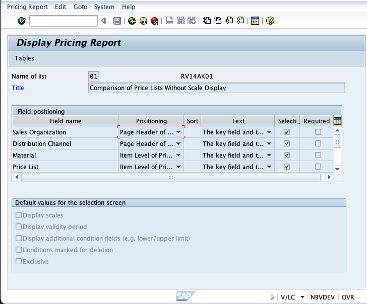 Pricing Report in SAP